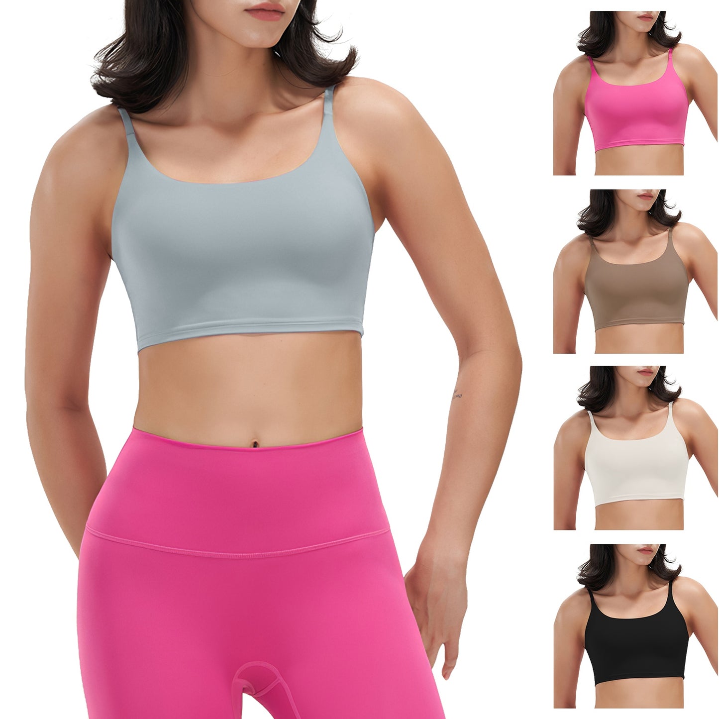 Women Strap Sport Bras Padded Strappy Crop Square Neck Low Impact Bras Sexy
