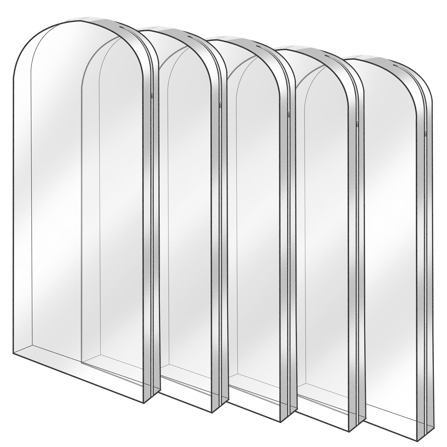 5 Pack 60In Garment Bag for Hanging Clothes Dustproof Waterproof Hanging