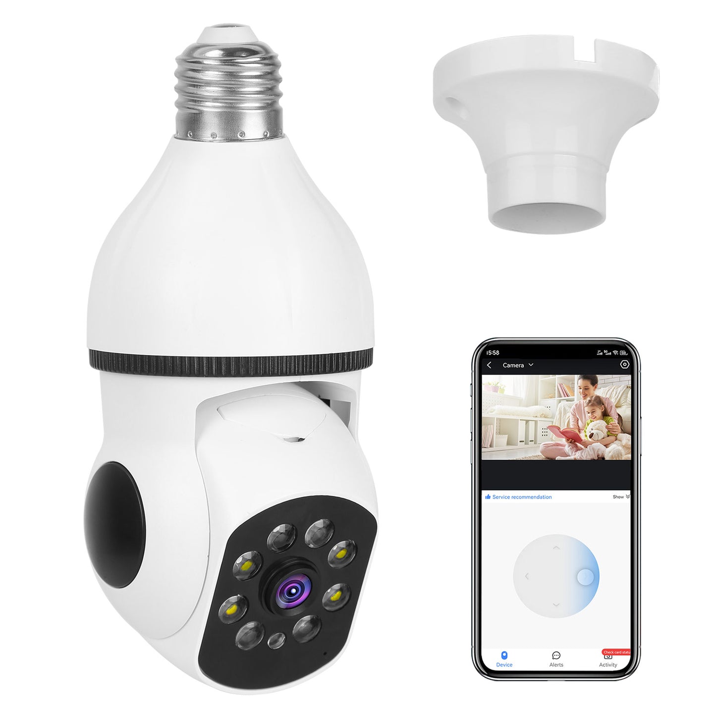 E27 WiFi Bulb Camera 1080P FHD WiFi IP Pan Tilt Security Surveillance Camera
