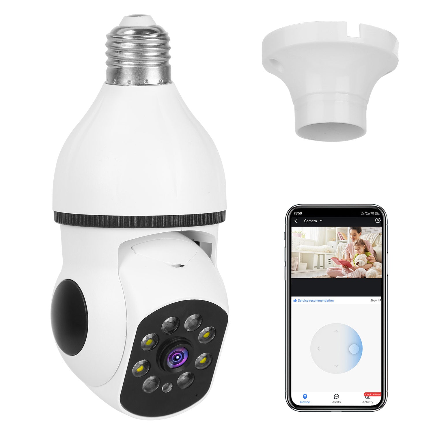 E27 WiFi Bulb Camera 1080P FHD WiFi IP Pan Tilt Security Surveillance Camera
