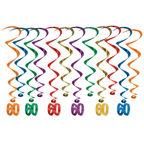 Beistle '60' Whirls - 12 Piece - Birthday-Age Specific | Party Supply
