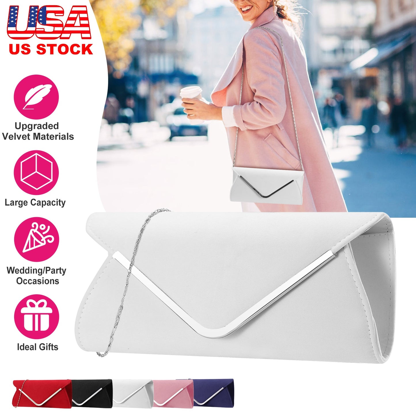 Women Clutch Wallet Bags For Party Wedding Soft Handbag Portable Thin Envelop