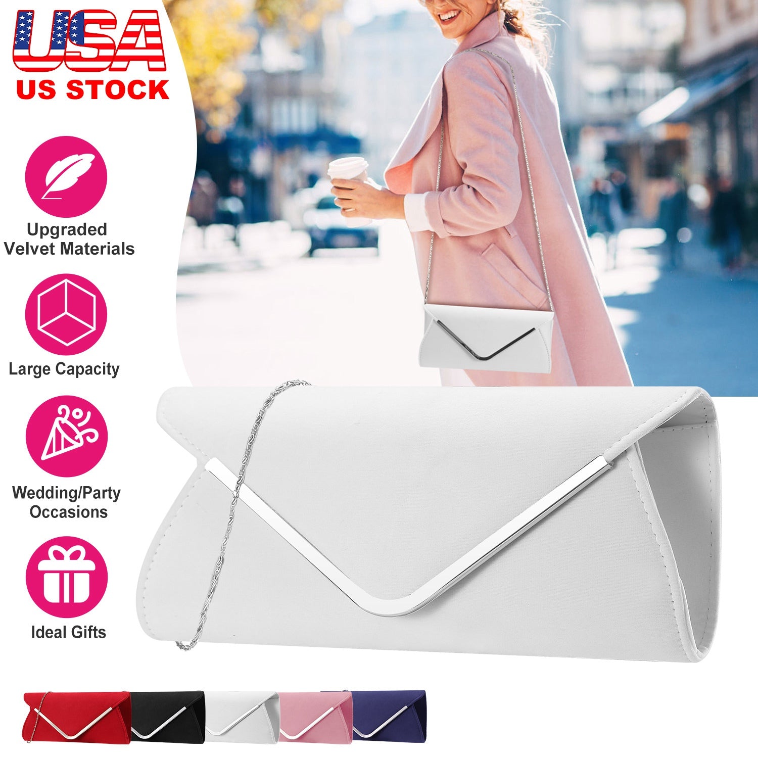 Women Clutch Wallet Bags For Party Wedding Soft Handbag Portable Thin Envelop