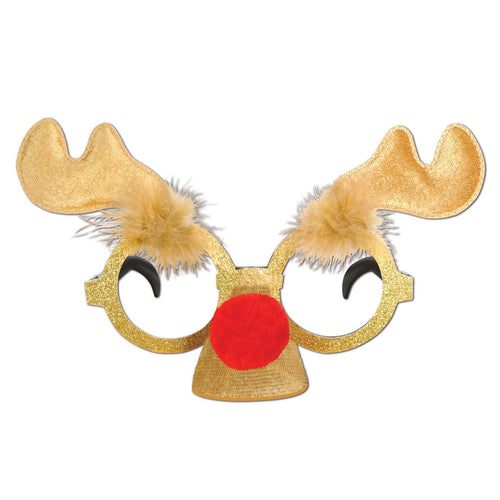 Beistle Glittered Reindeer Glasses - Christmas/Winter | Party Supply