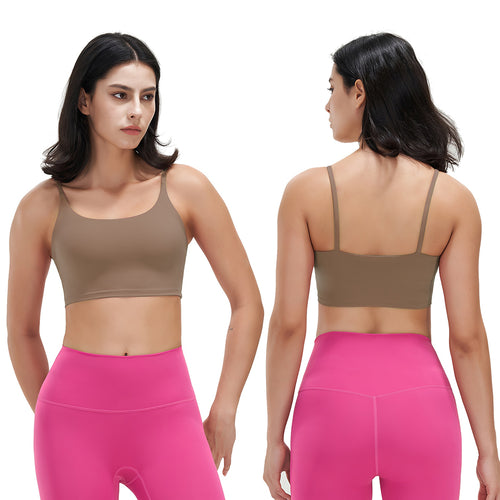Women Strap Sport Bras Padded Strappy Crop Square Neck Low Impact Bras Sexy