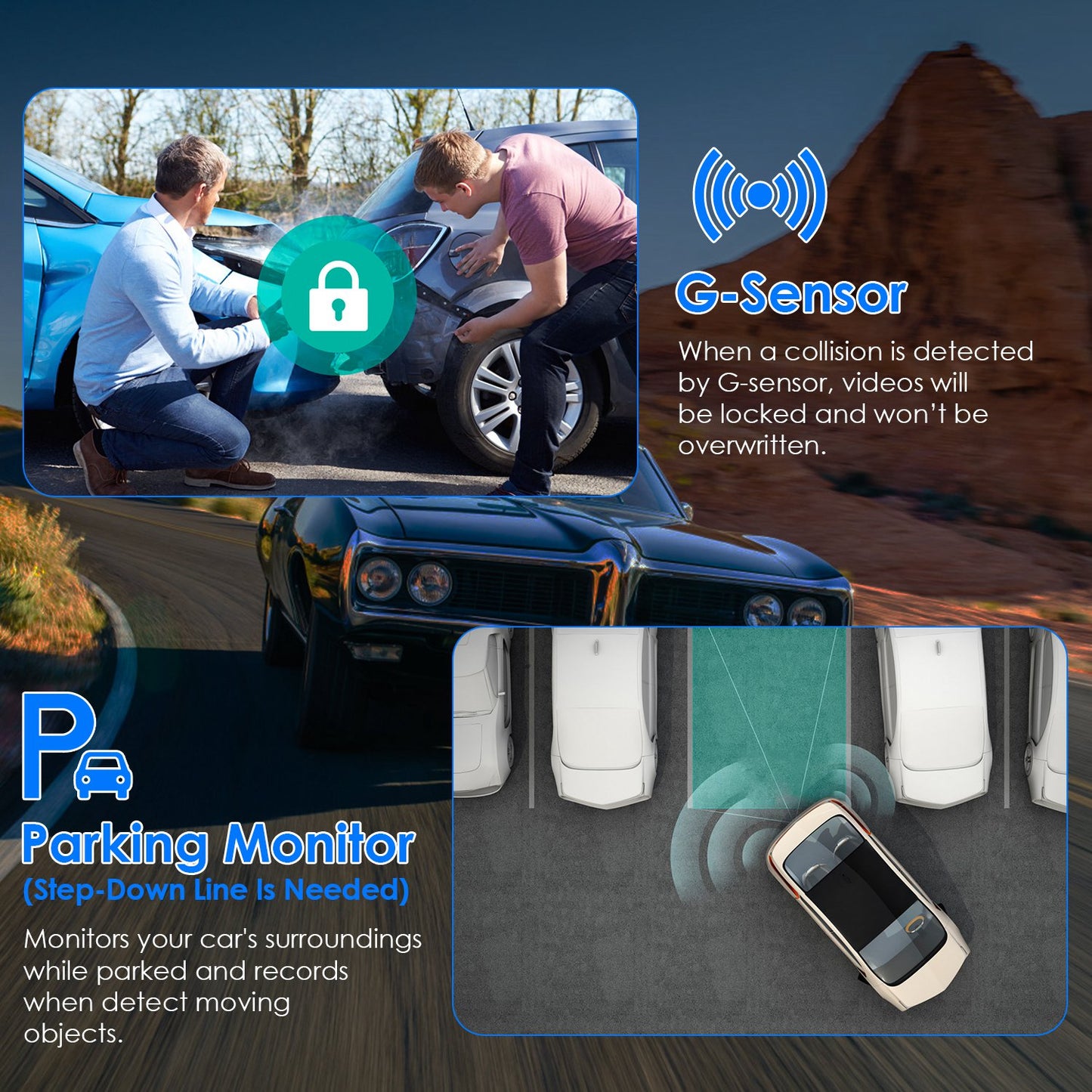 1080P Dual Lens Dash Cam Vehicle Driving Recorder Car DVR with WiFi GPS