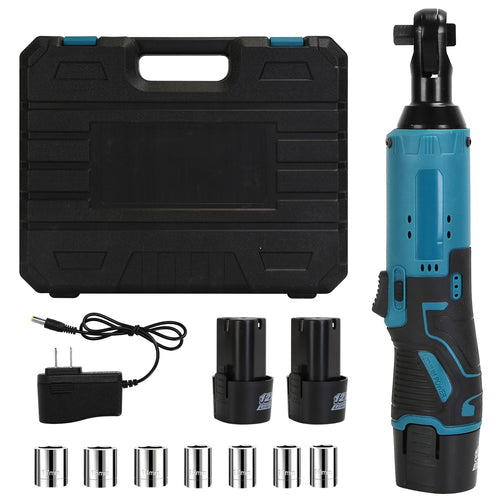 3/8” Cordless Electric Ratchet Wrench Set Right Angle Wrench with 2Pcs 1200mAh