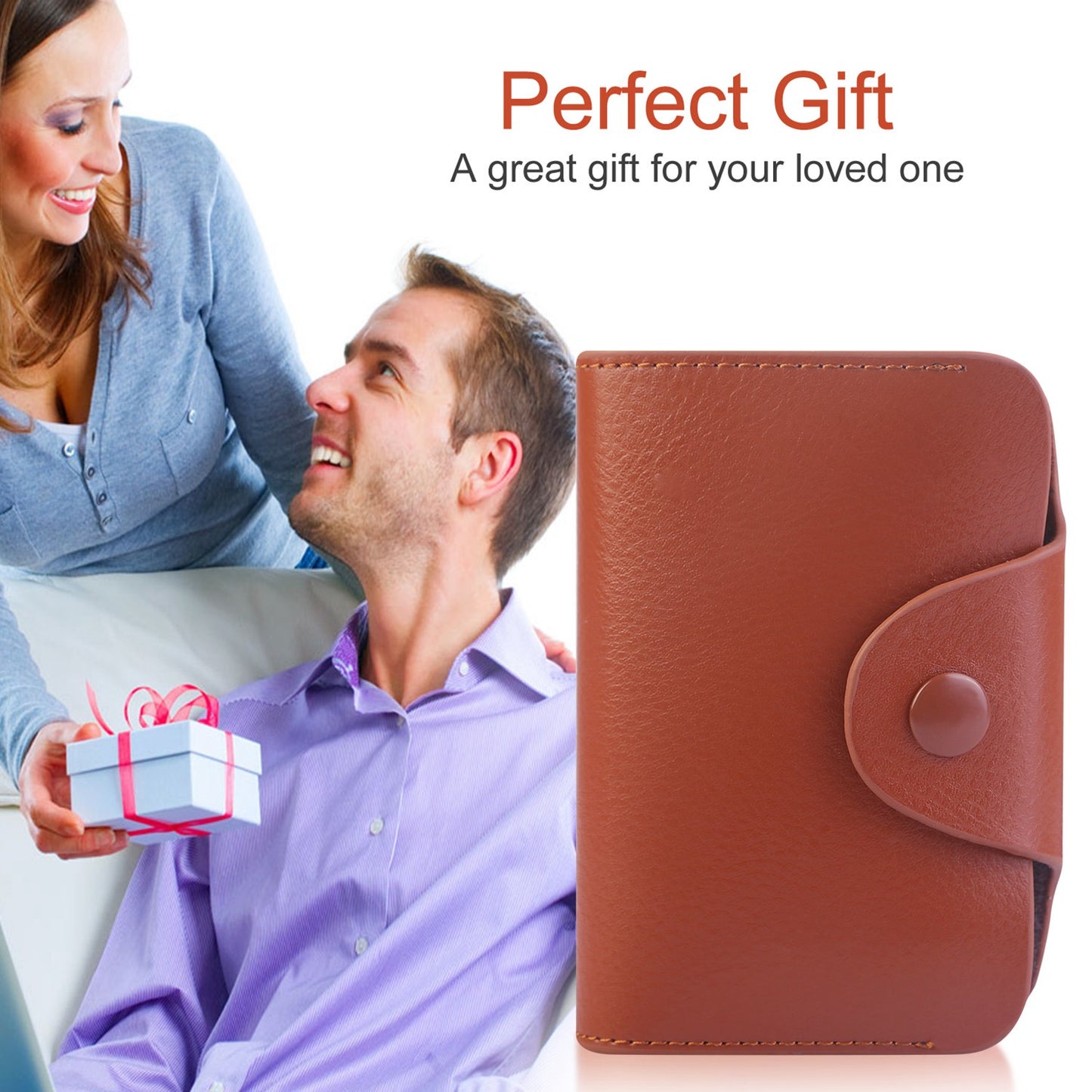 Credit Card Holder Wallet PU Leather Snap Closure Purse Accordion Case with 12