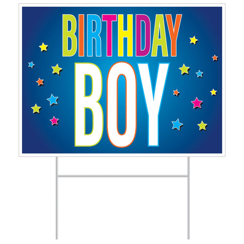 Beistle All Weather Birthday Boy Yard Sign | Party Supply | Decoration