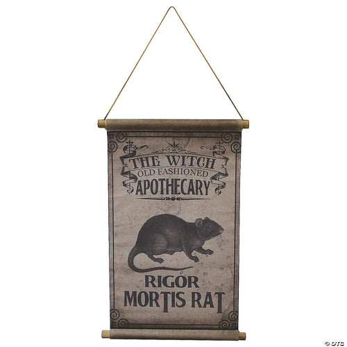 26" Rigor Mortis Rat Canvas Hanging Sign Halloween Decoration