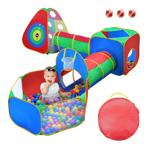 5Pcs Kids Ball Pit Tents Pop Up Playhouse w/ 2 Crawl Tunnel & 2 Tent For Boys