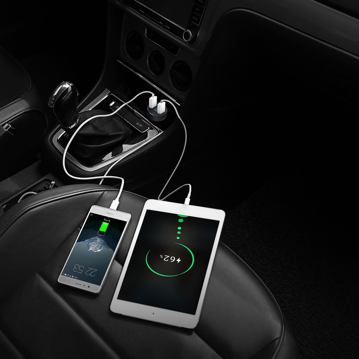 Universal 15W/3.1A Dual USB Car Charger Adapter Aluminum Alloy Fast Car