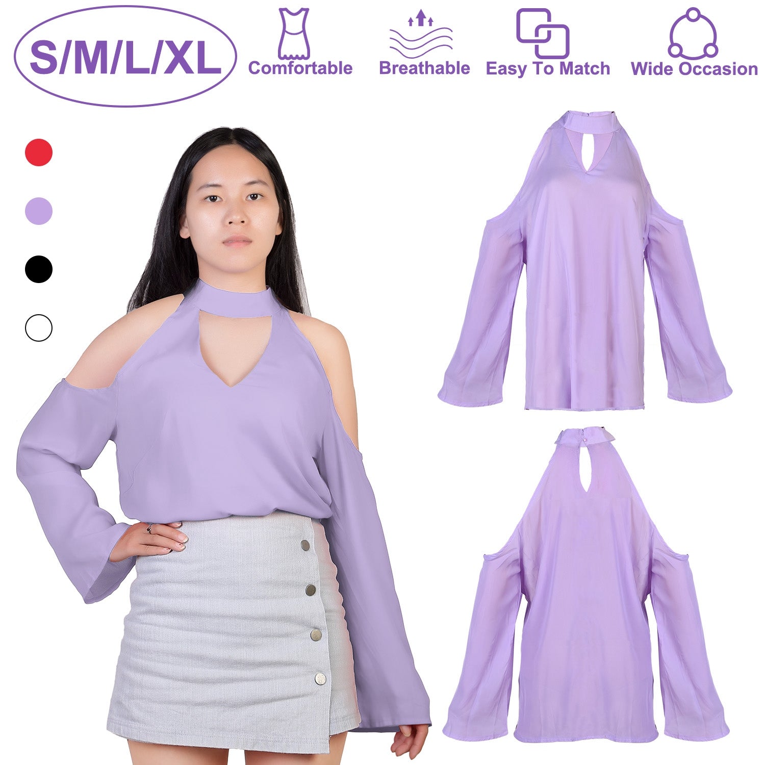 Women s Sexy Off The Shoulder Blouses Cold Shoulder Tops V-Neck Long Sleeve