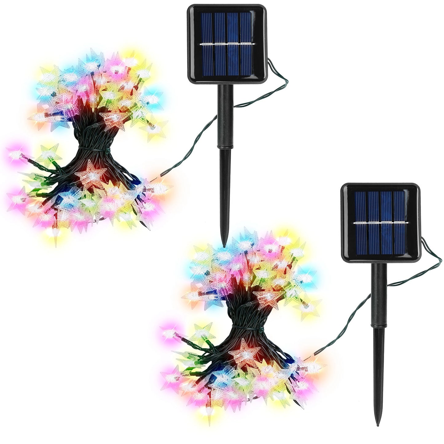 2Pcs Solar Powered String Lights 39.3FT 100LED Beads Fairy Star Lights IP65