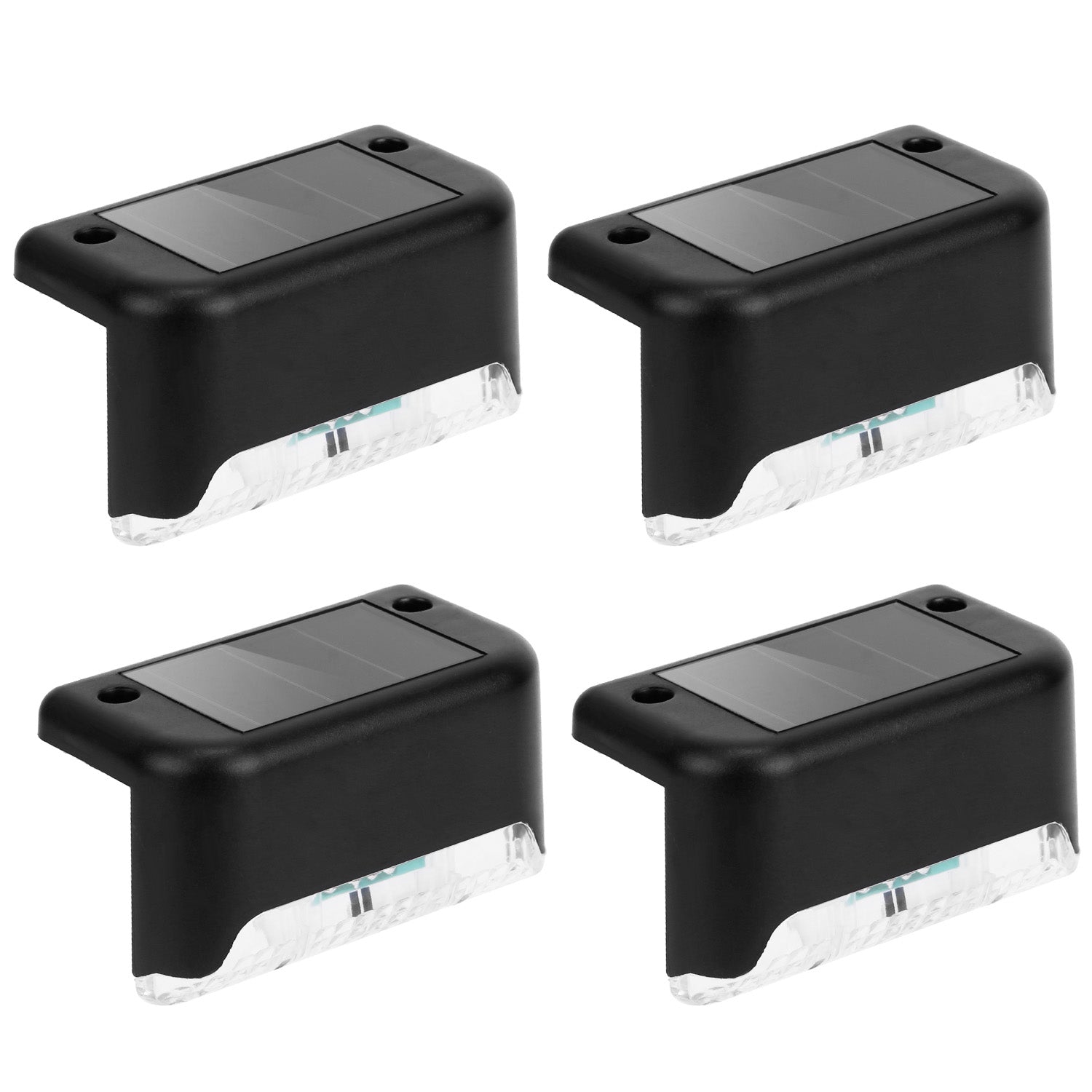 4Pcs Solar Powered LED Step Lights Outdoor Water-Resistant Dusk To Dawn Sensor