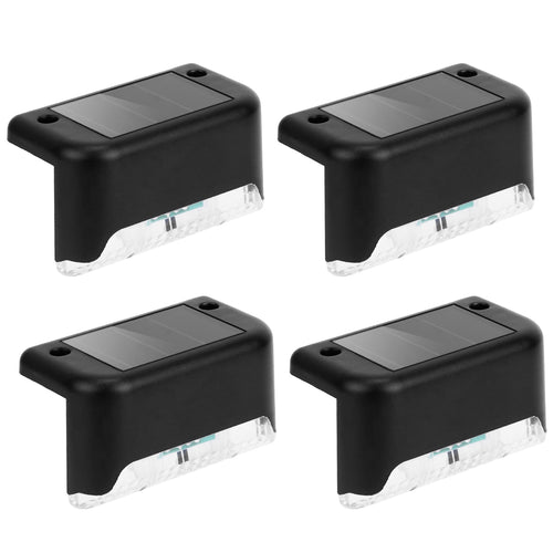 4Pcs Solar Powered LED Step Lights Outdoor Water-Resistant Dusk To Dawn Sensor
