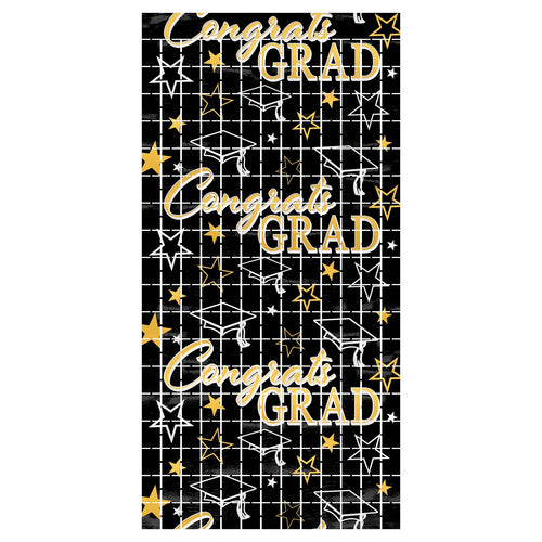 Beistle Congrats Grad Metallic Square Curtain - Graduation | Party Supply