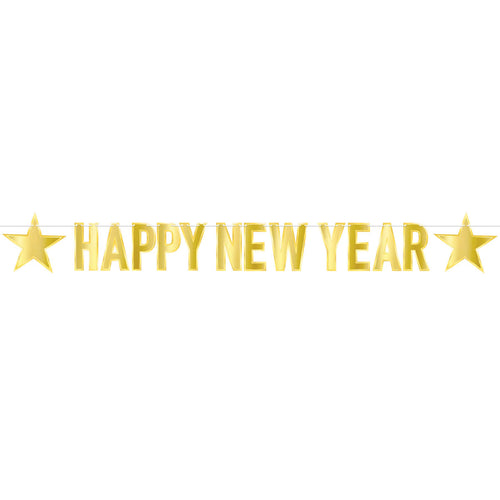 Beistle Foil Happy New Year Streamer - Gold - New Years | Party Supply
