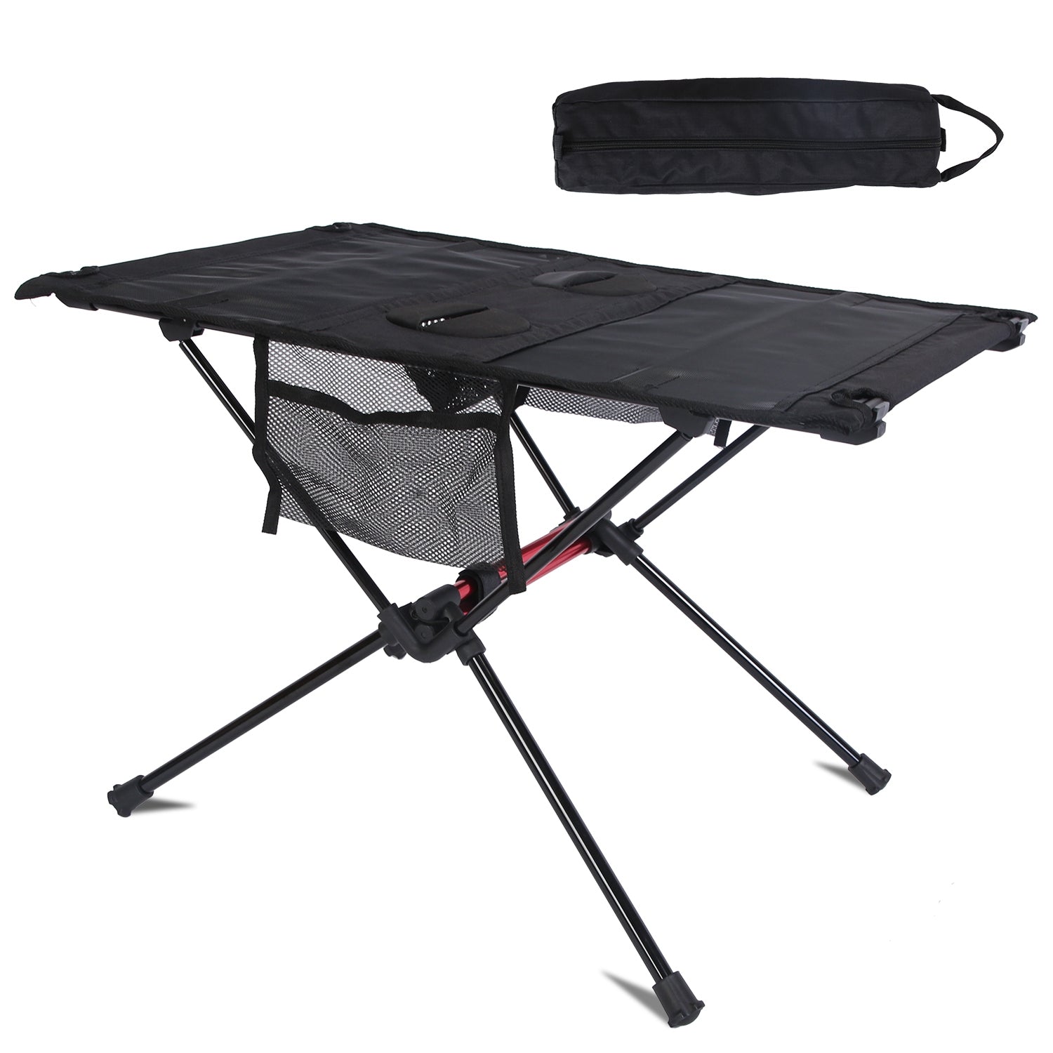 Portable Folding Camping Table Foldable Beach Table Aluminum Alloy Frame with 2