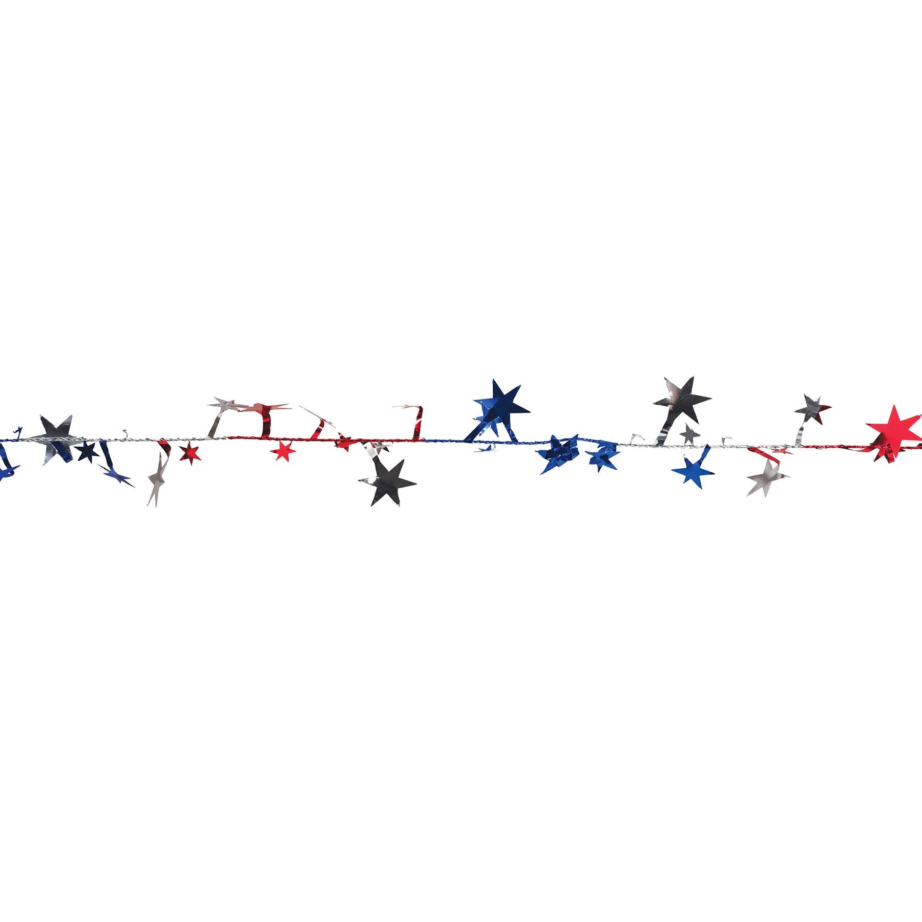 Beistle Red, Silver, and Blue Gleam N Flex Star Garland - Patriotic | Party