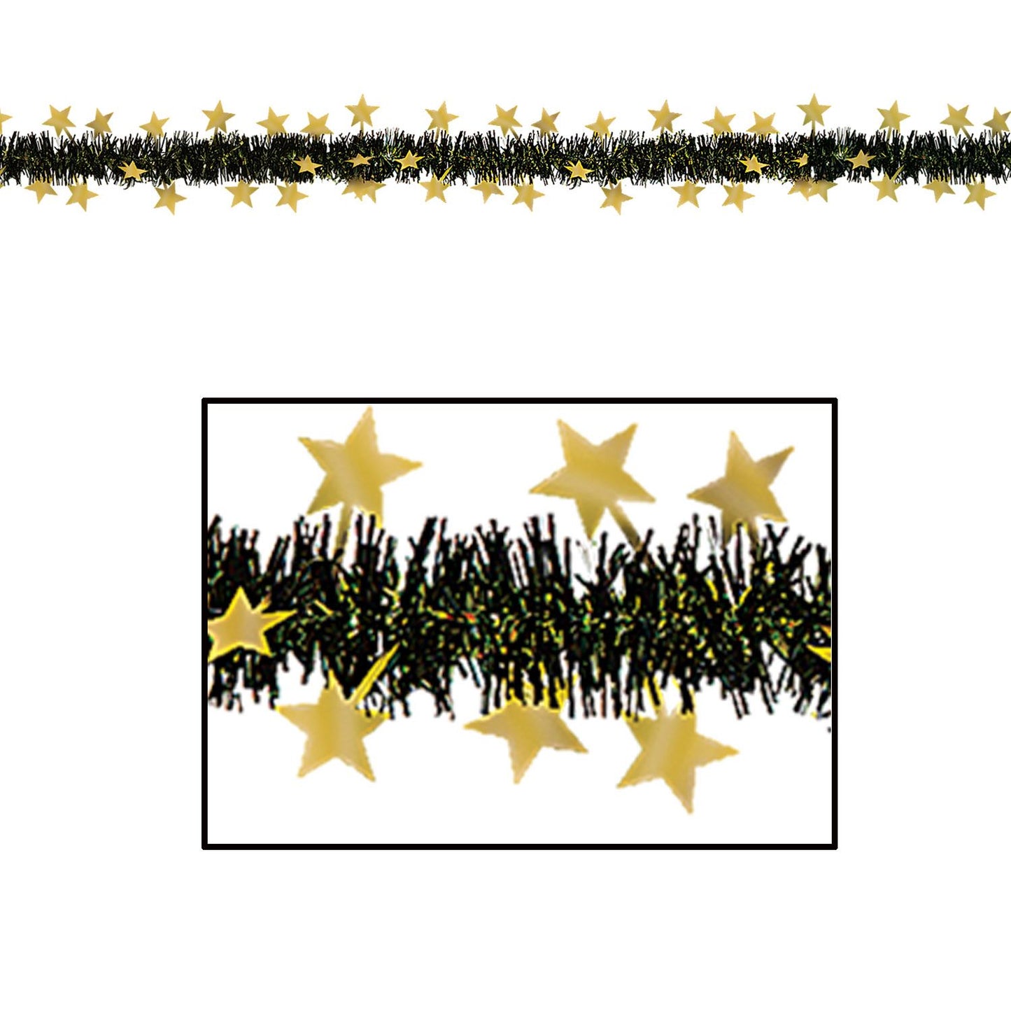 Beistle Black and Gold Metallic Star Garland - New Years | Party Supply