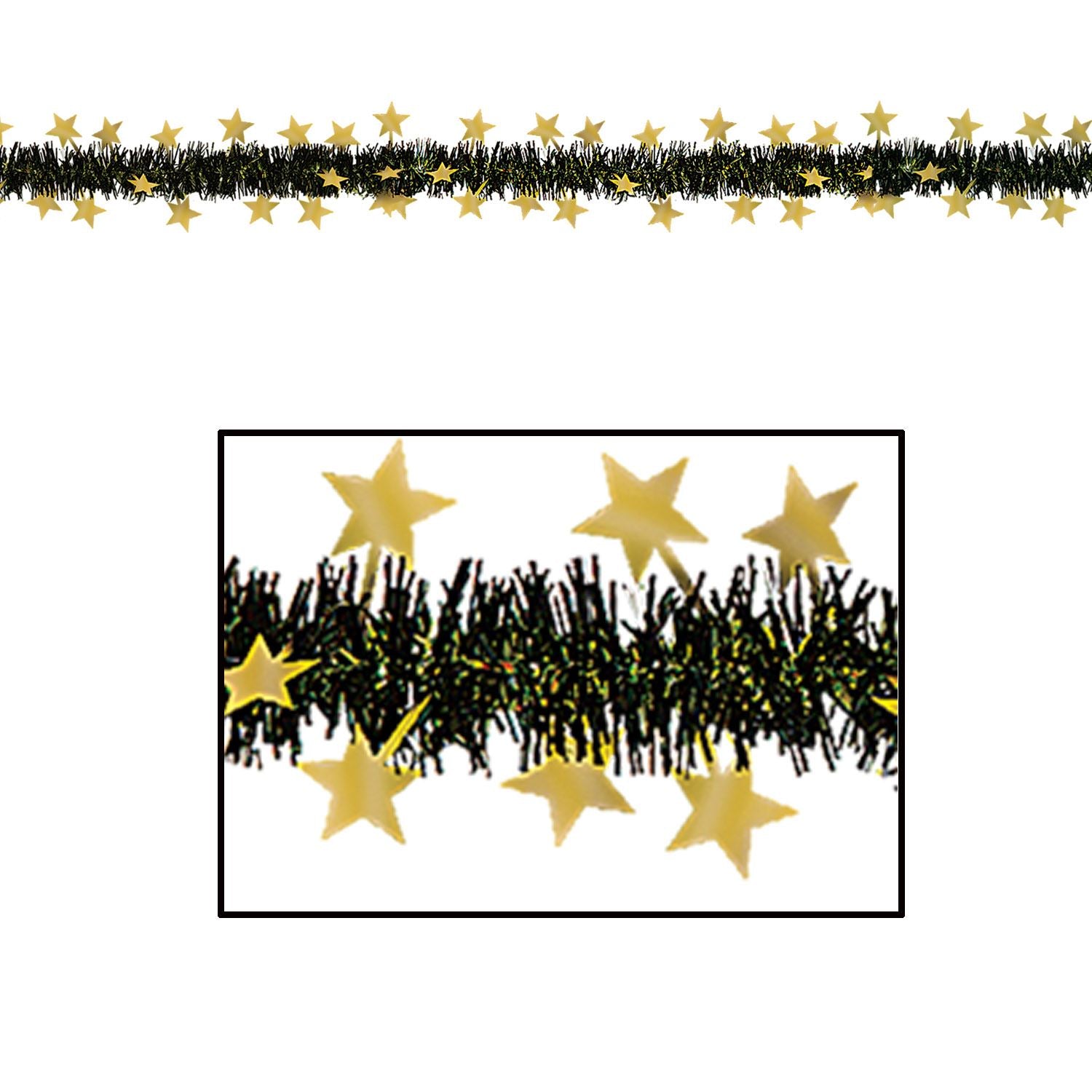 Beistle Black and Gold Metallic Star Garland - New Years | Party Supply