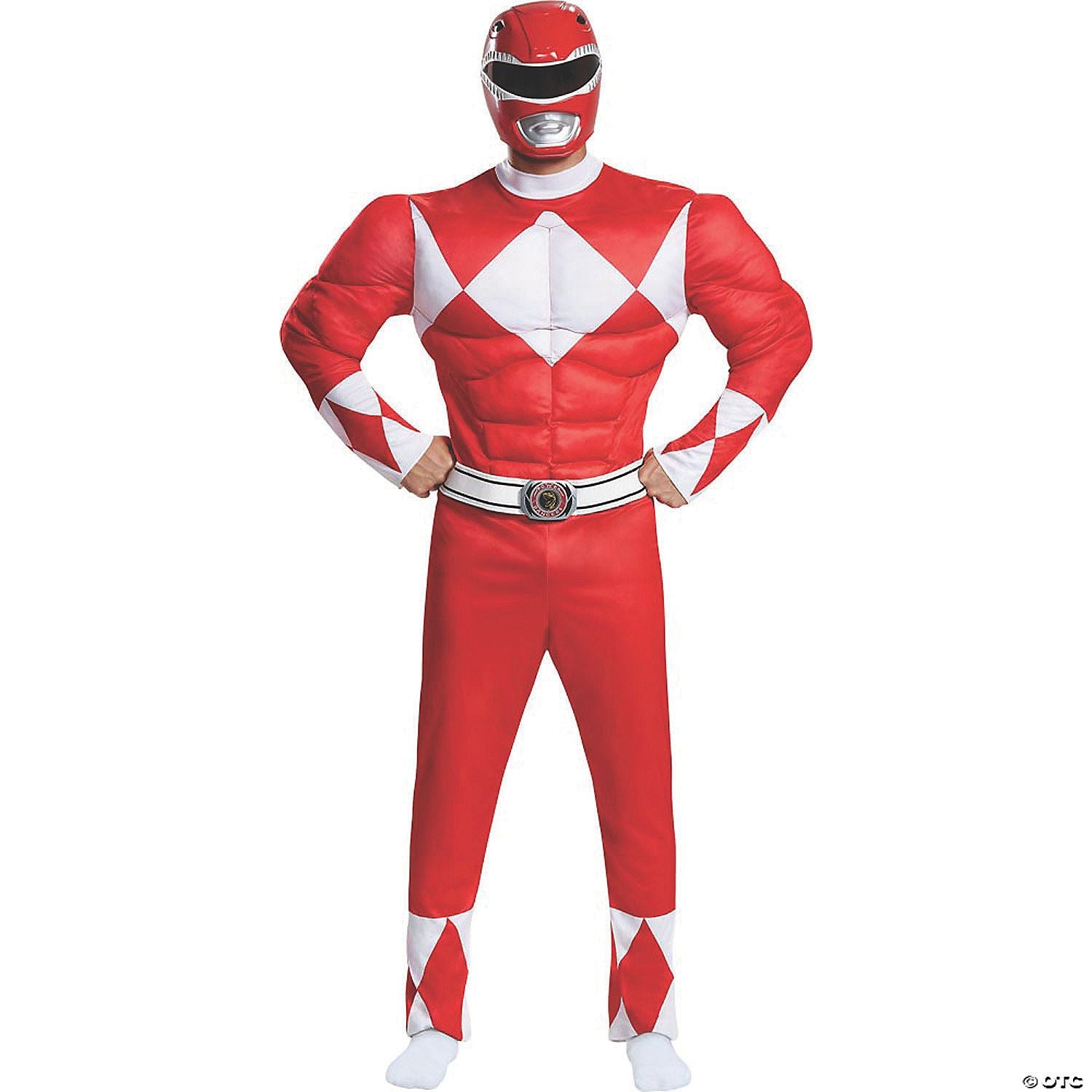 Mens Classic Muscle Mighty Morphin Power Ranger Red Ranger - Plus
