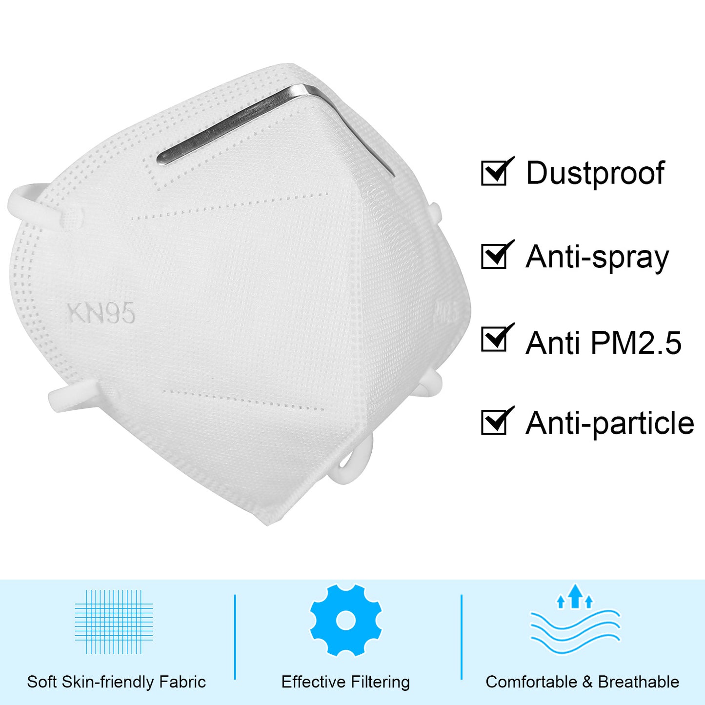 10 PCS Disposable KN95 Mask FFP2 Soft Breathable Protective Mask 95% Filtration