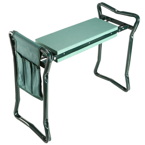 Foldable Garden Kneeler Seat w/ Kneeling Soft Cushion Pad Tools Pouch Portable