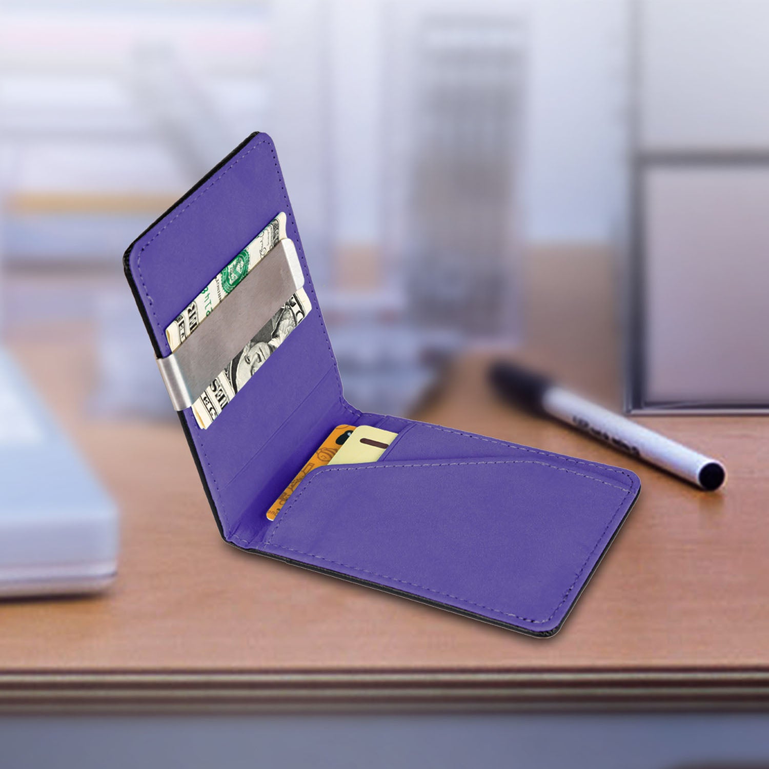 Unisex PU Leather Wallet RFID Blocking Slim Bifold Credit Card Holder with