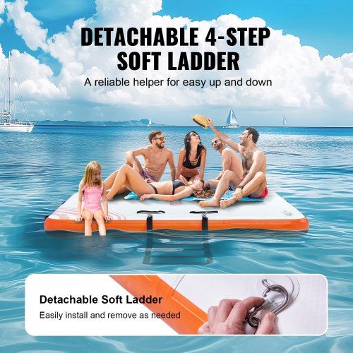 Inflatable Floating Dock 8 x 6FT Inflatable Dock Platform Non-Slip Water