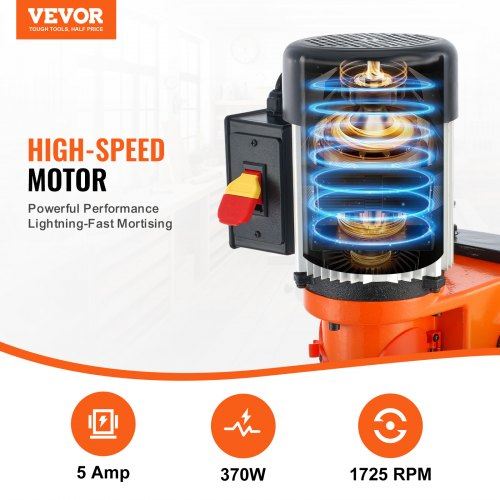 Benchtop Mortise Machine 370W 1725 RPM Woodworking Mortising Machine with 1