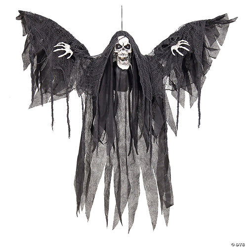 39 1/4" x 35 1/2" Hanging Animated Winged Reaper Halloween Decoration