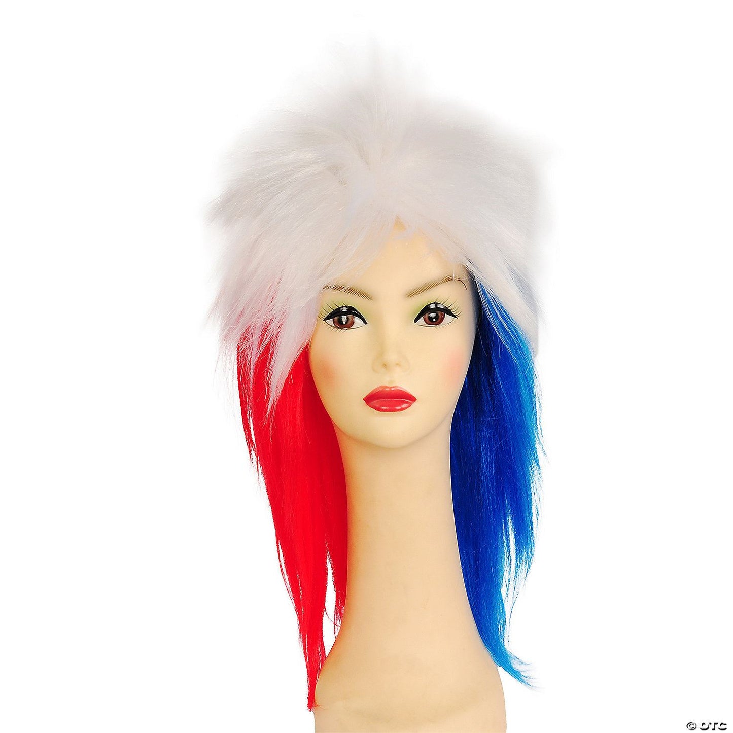 Mens | Adult Punk Fright Wig Red White & Blue | Red/White/Blue
