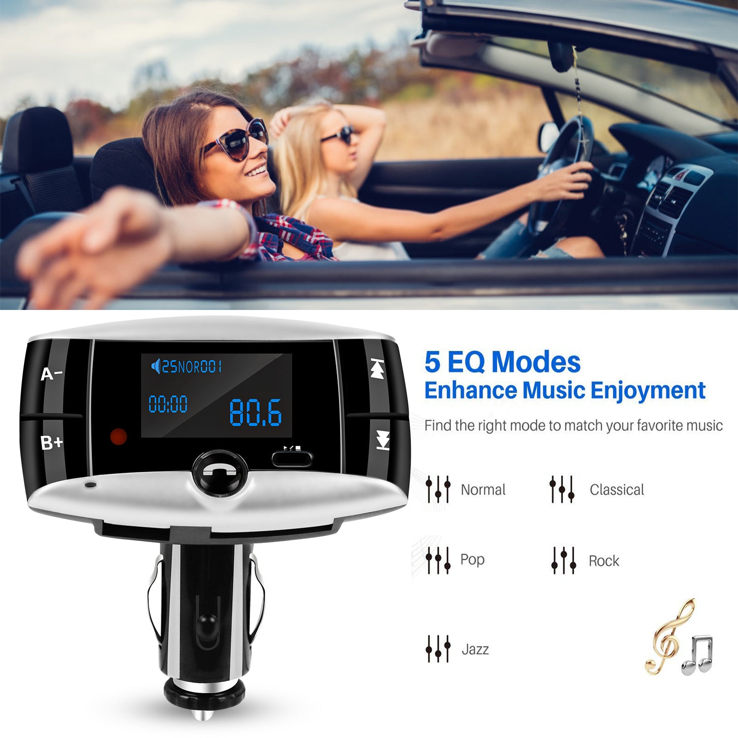 Car Wireless FM Transmitter USB Charger Hands-free Call MP3 Player SD Card