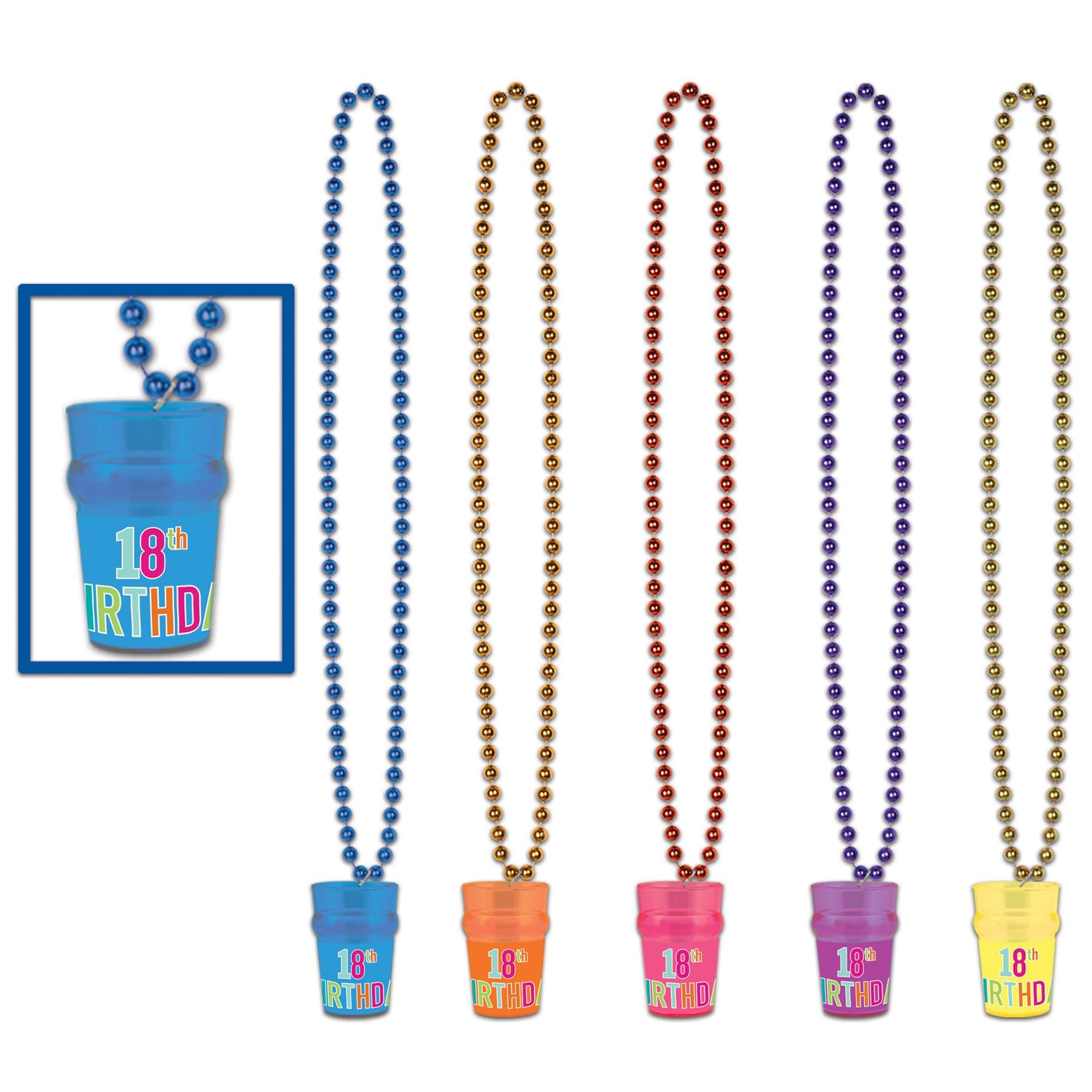 18th Birthday Beads w/Glass