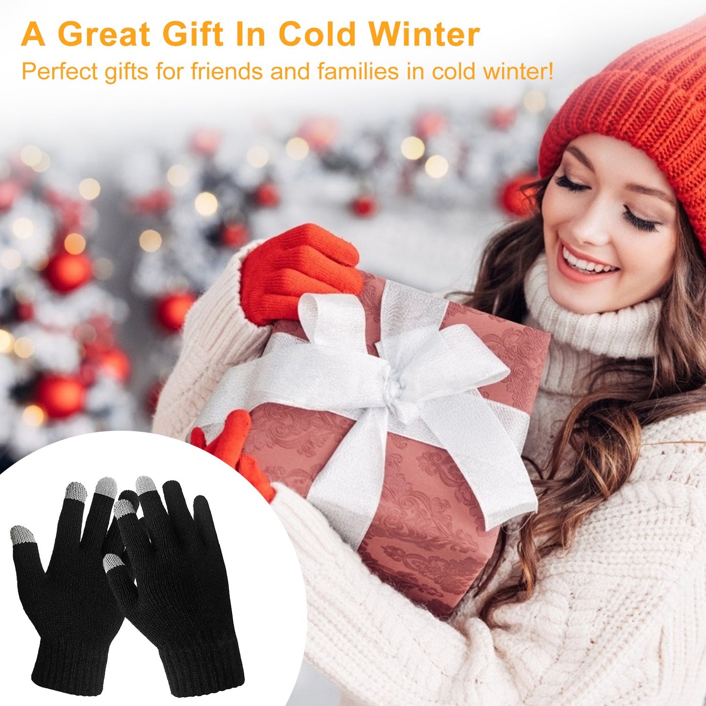 Unisex Touch Screen Gloves Full Finger Winter Warm Knitted Gloves For Warmth