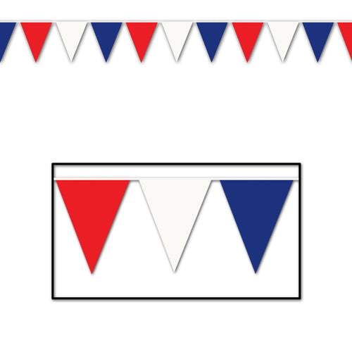 Beistle Red, White, and Blue Outdoor Pennant Banner, 30 ft - Patriotic | Party