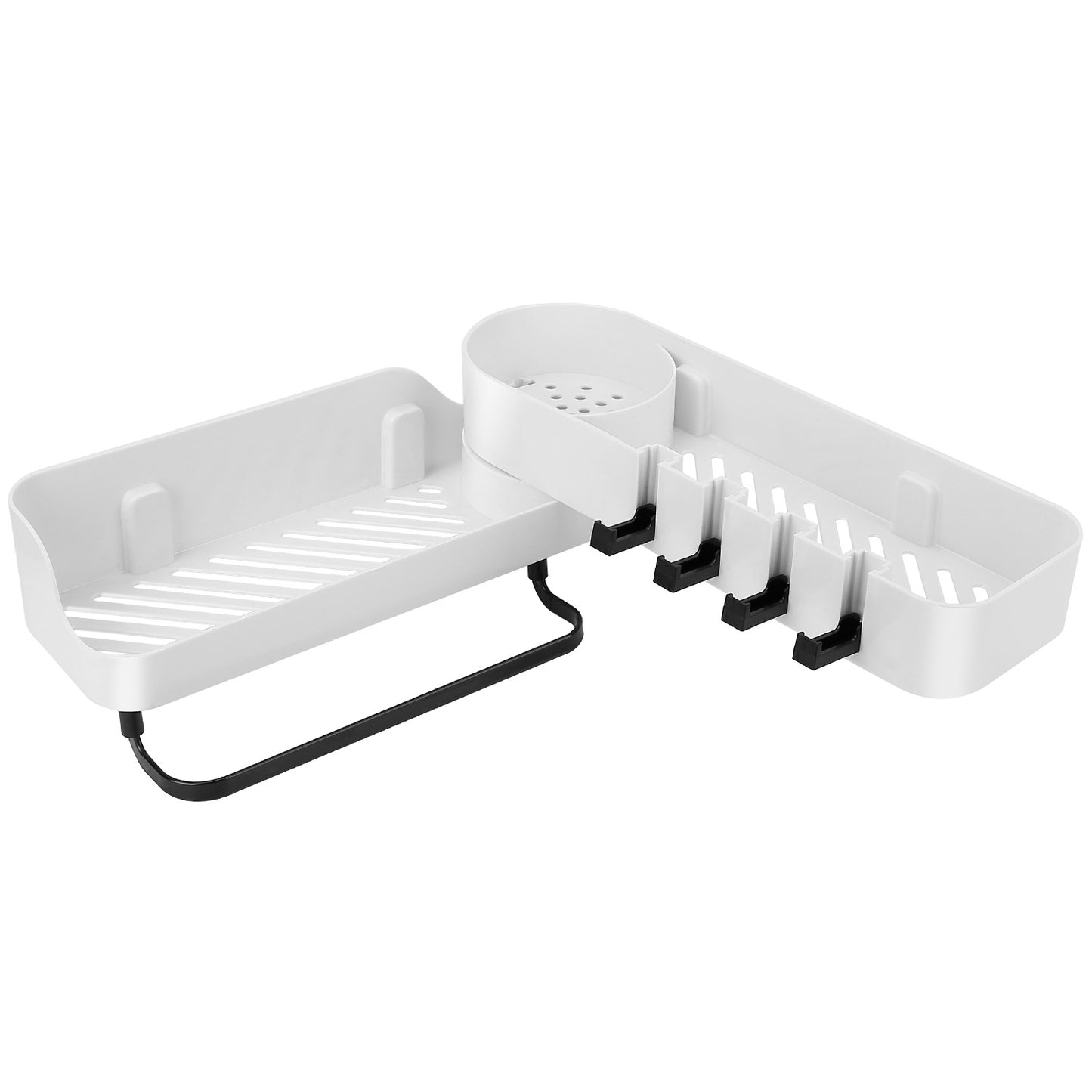 180° Rotatable Bathroom Corner Caddy Shelf No Drilling Wall-Mounted Storage
