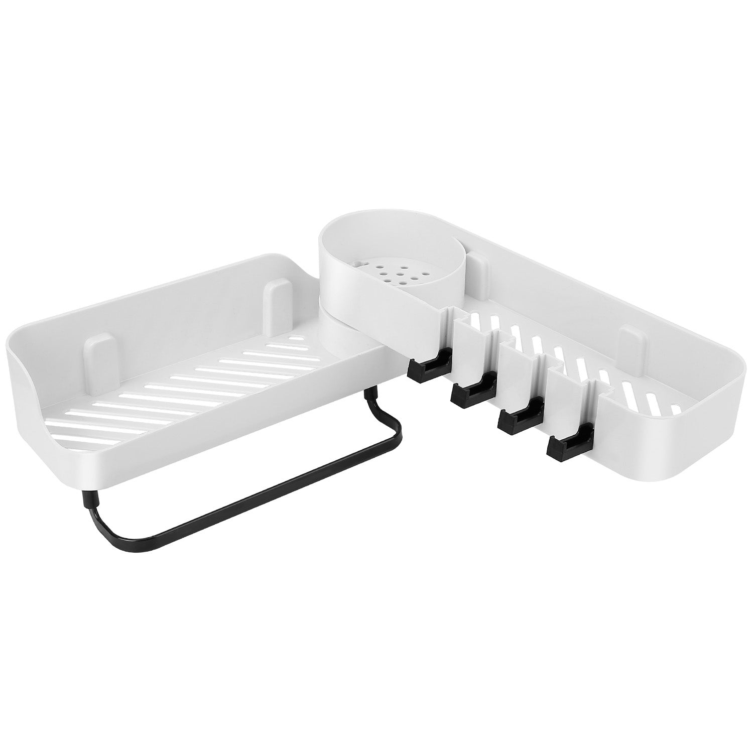 180° Rotatable Bathroom Corner Caddy Shelf No Drilling Wall-Mounted Storage