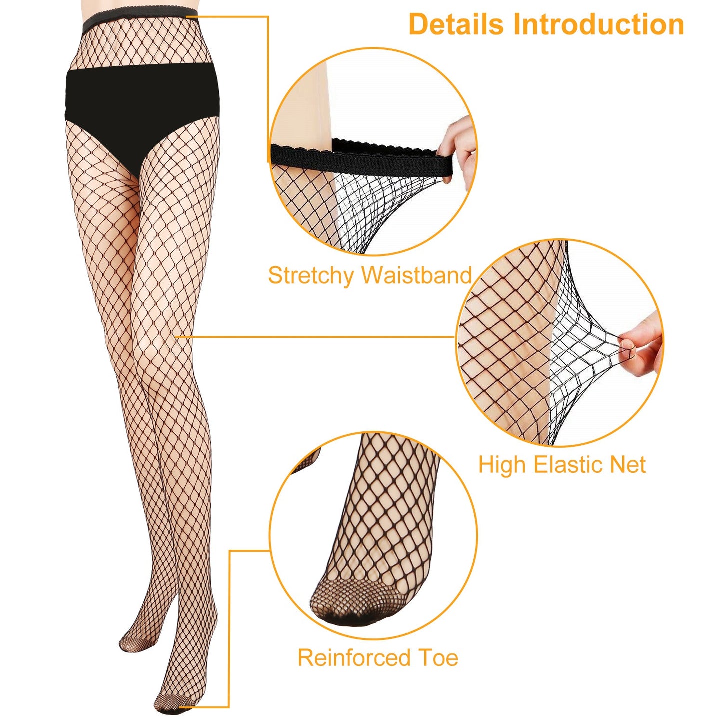 Women Fishnet Tights Sexy High Waist Fishnet Pantyhose Stretchy Mesh Hollow Out