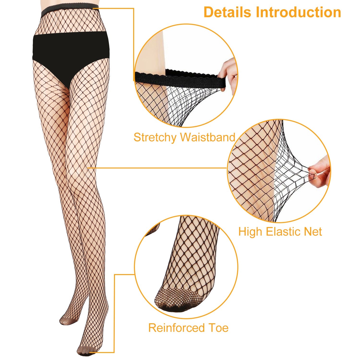 Women Fishnet Tights Sexy High Waist Fishnet Pantyhose Stretchy Mesh Hollow Out