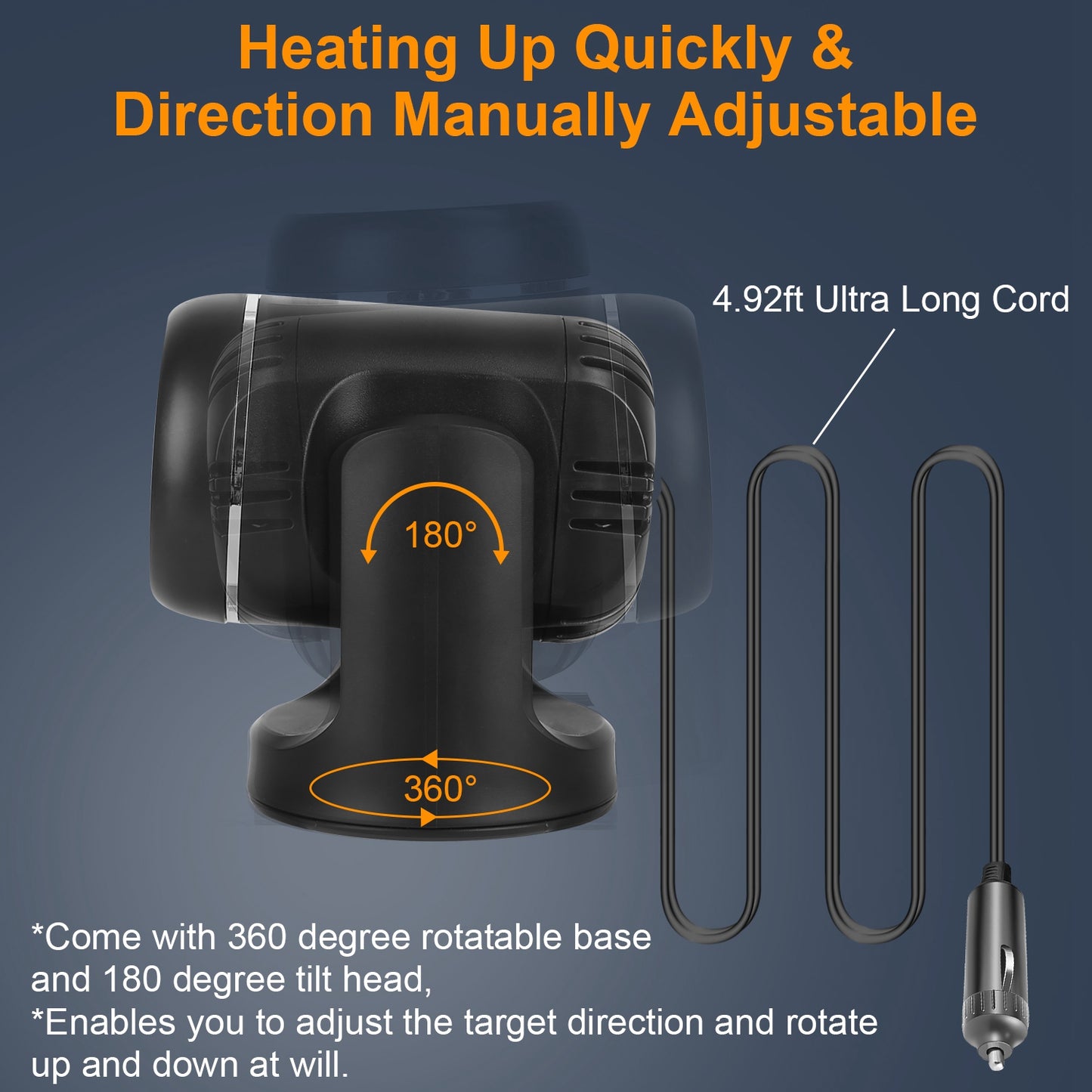 24V 160W Portable Car Heater 2 In 1 Heating Cooling Fan Rotatable Demister