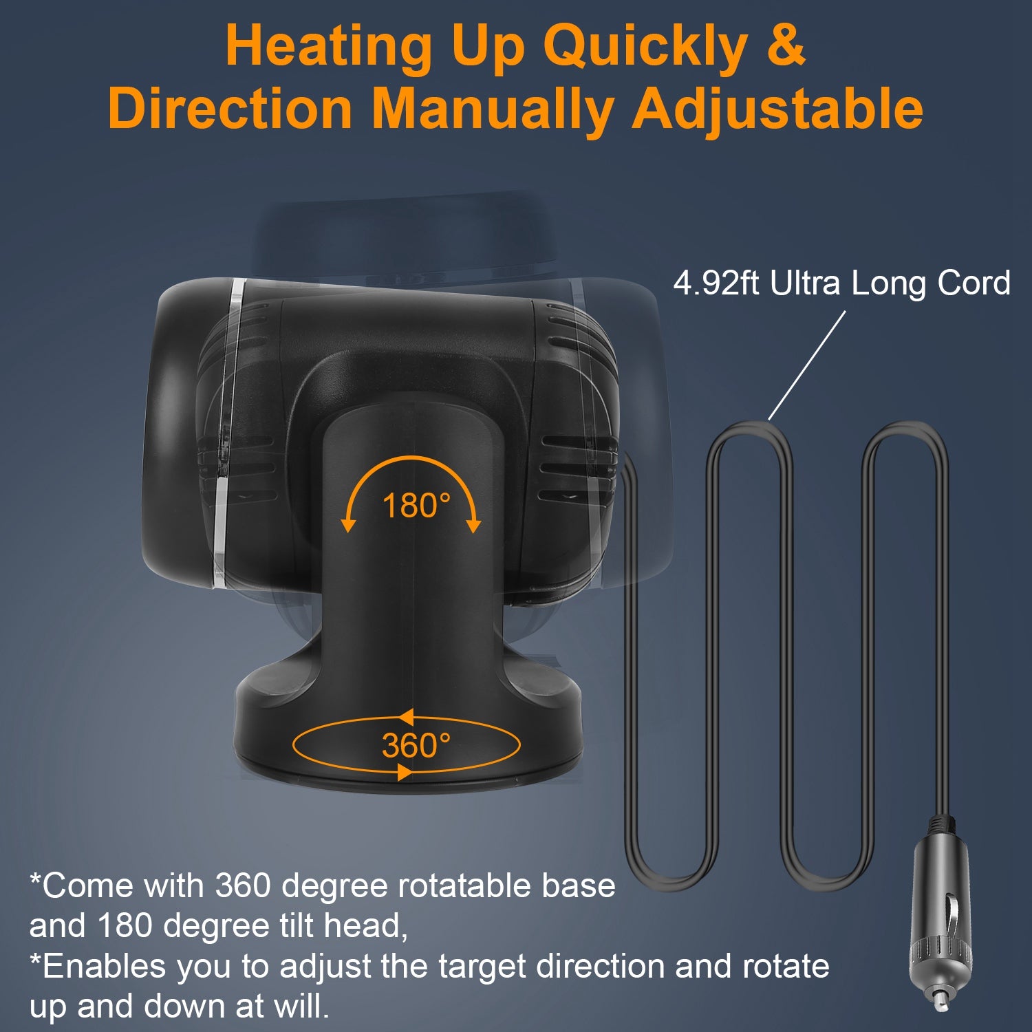 24V 160W Portable Car Heater 2 In 1 Heating Cooling Fan Rotatable Demister