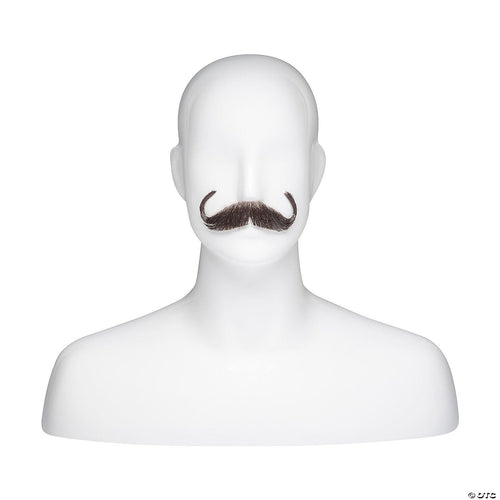 Mens Synthetic Discount Handlebar Mustache | Brown-Medium