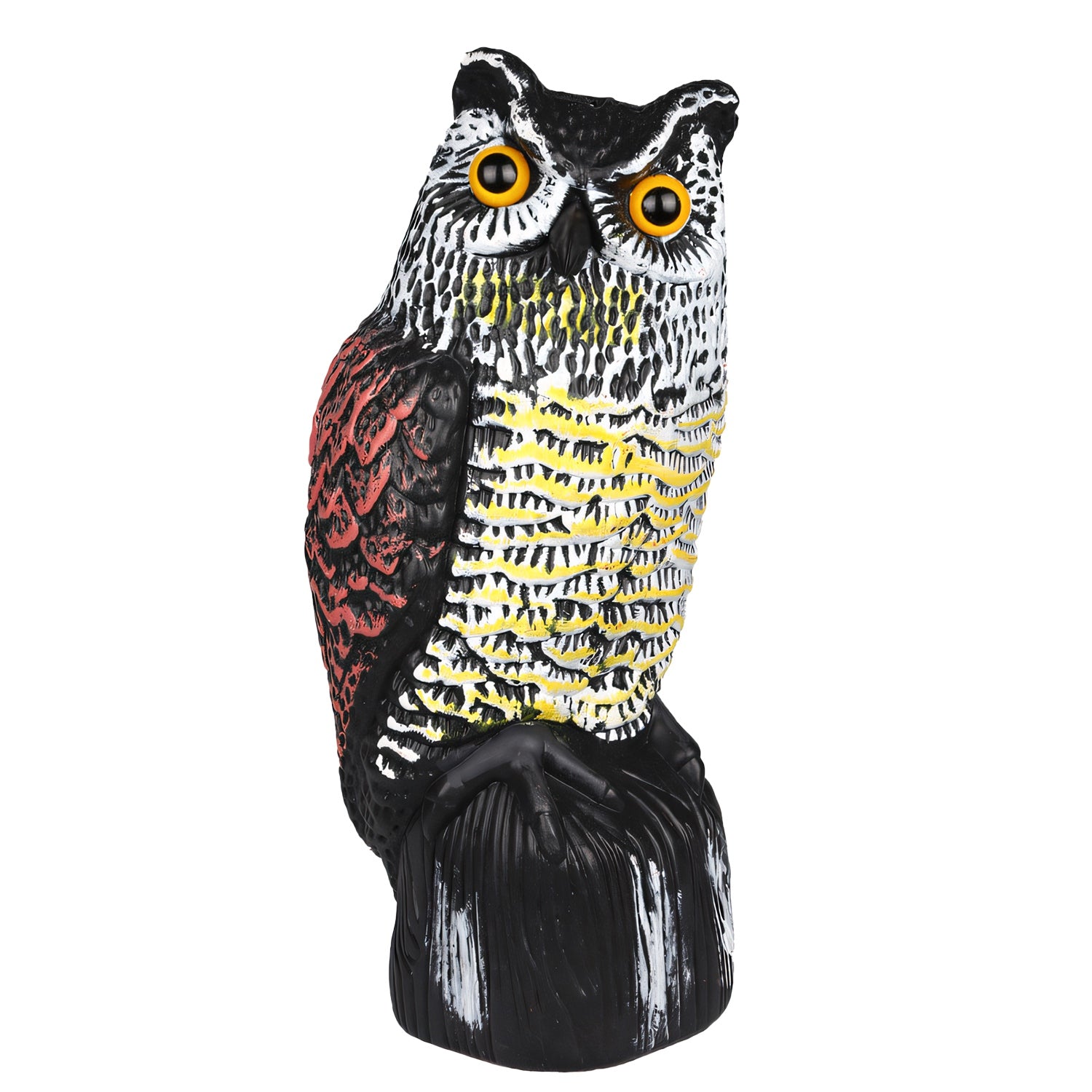 Solar Powered Owl Decoy with Flashing Eye Hoot Sound Infrared Sensor Scare Bird