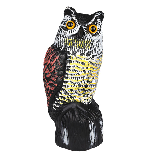 Solar Powered Owl Decoy with Flashing Eye Hoot Sound Infrared Sensor Scare Bird