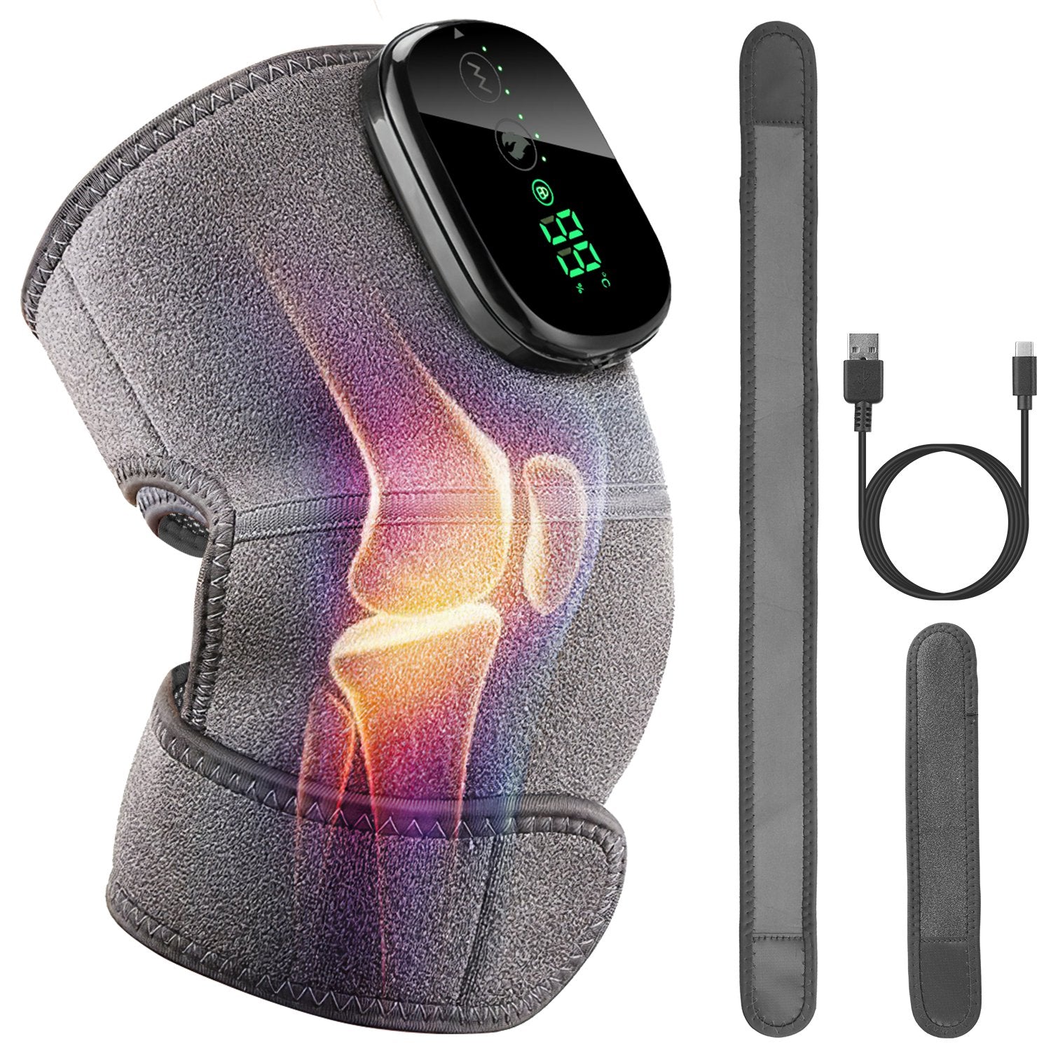 3-In-1 Heated Knee Massager Shoulder Heating Pads Elbow Brace with 3 Level