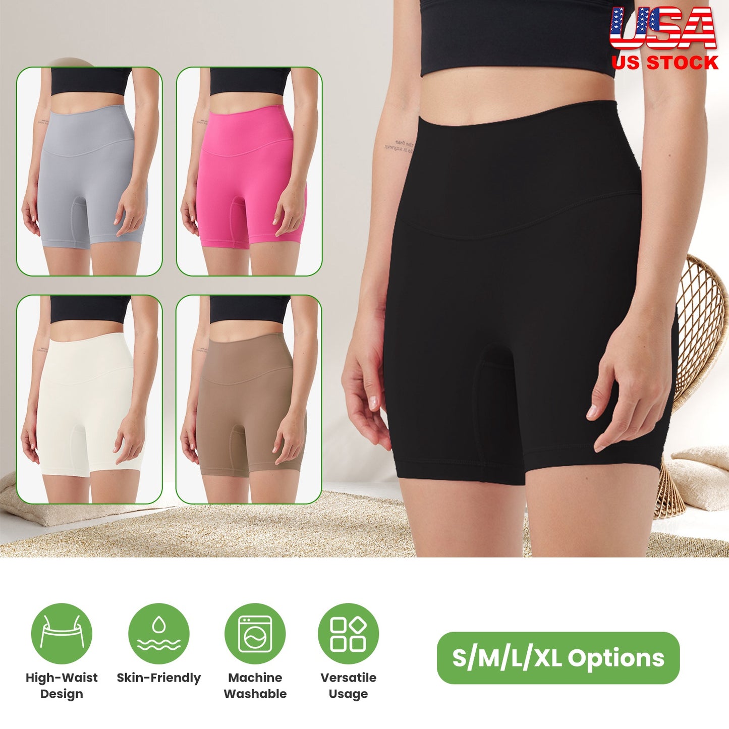 Women s High Waist Biker Shorts Tummy Control Pants Athletic Leggings Spandex