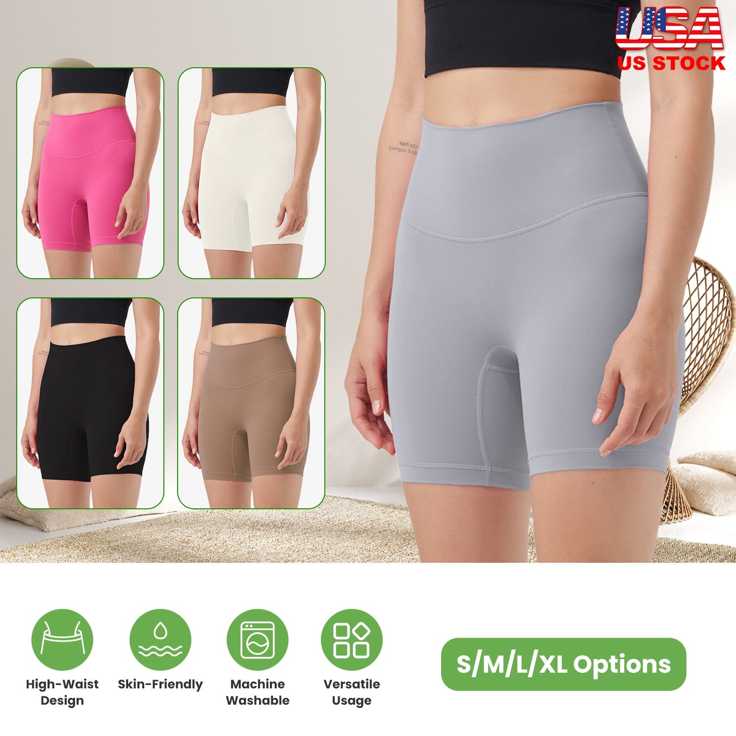 Women s High Waist Biker Shorts Tummy Control Pants Athletic Leggings Spandex